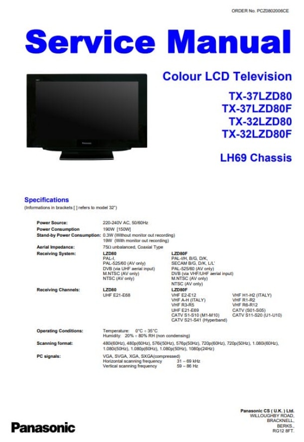 LH69_TX-37LZD80, TX-37LZD80F, TX-32LZD80, TX-32LZD80F